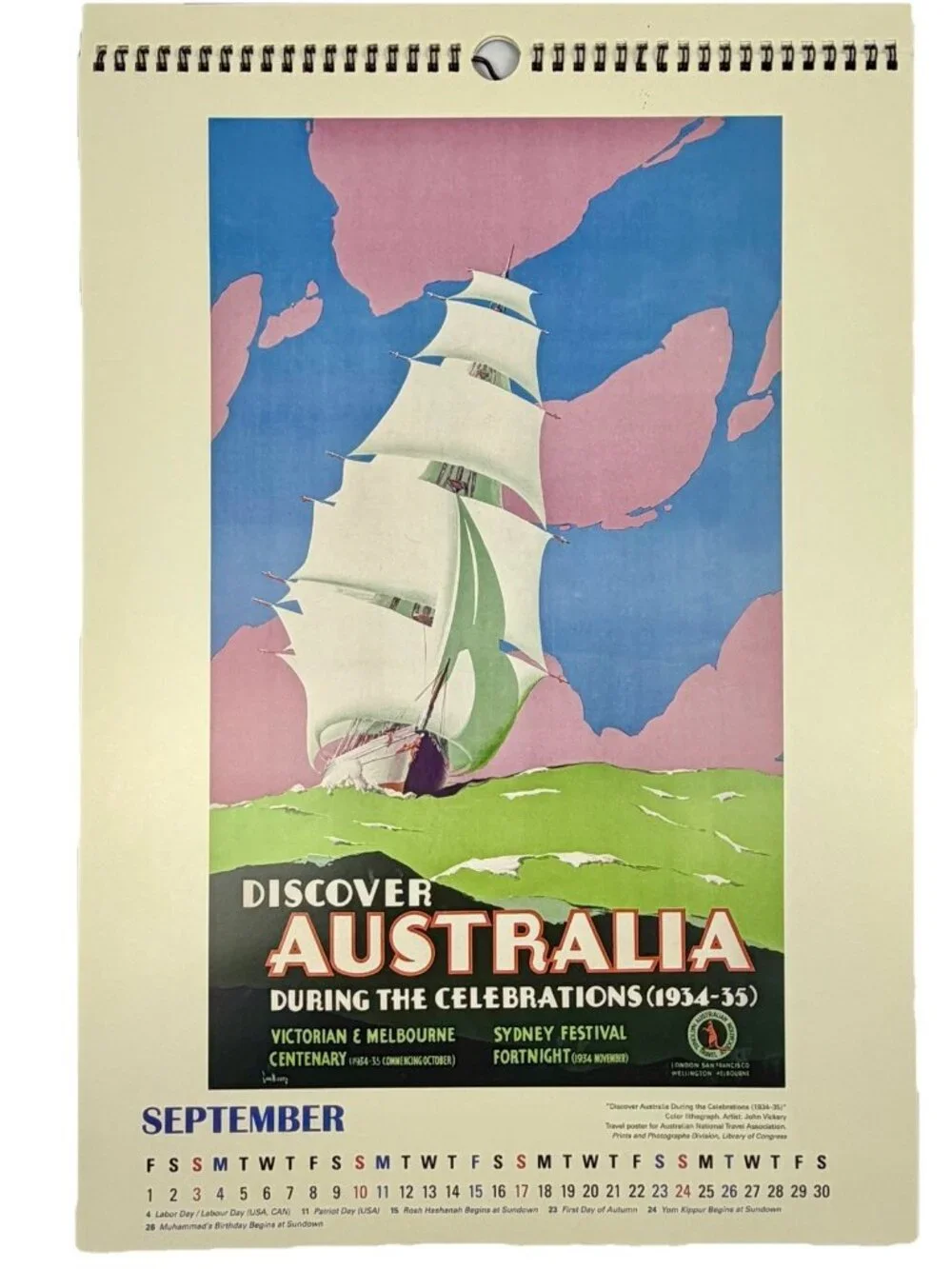Historic Vintage Travel Poster Calendar Pan Am Queen Mary TWA NY Europe Vegas